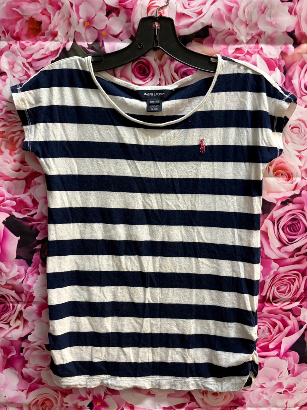 Ralph Lauren Kids Top Shirt Blue White Striped Size 8-10